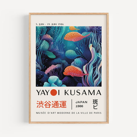 Yayoi Kusama Japanese Wall Art | Colourful Coral Clown Fish Poster