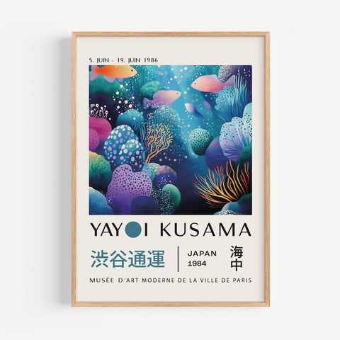 Yayoi Kusama Exhibition Poster | Colourful Fish Pop Art Print