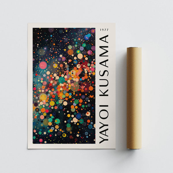 Bold dot arrangement in colorful large wall art format