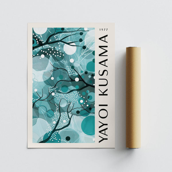 Elegant and organic wall art with teal colors ideal for living rooms