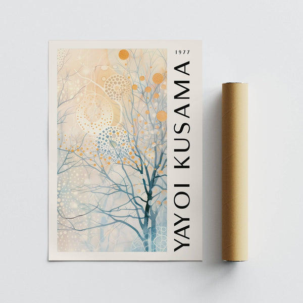 Kusama-style dots in peaceful sitting room art wall decor