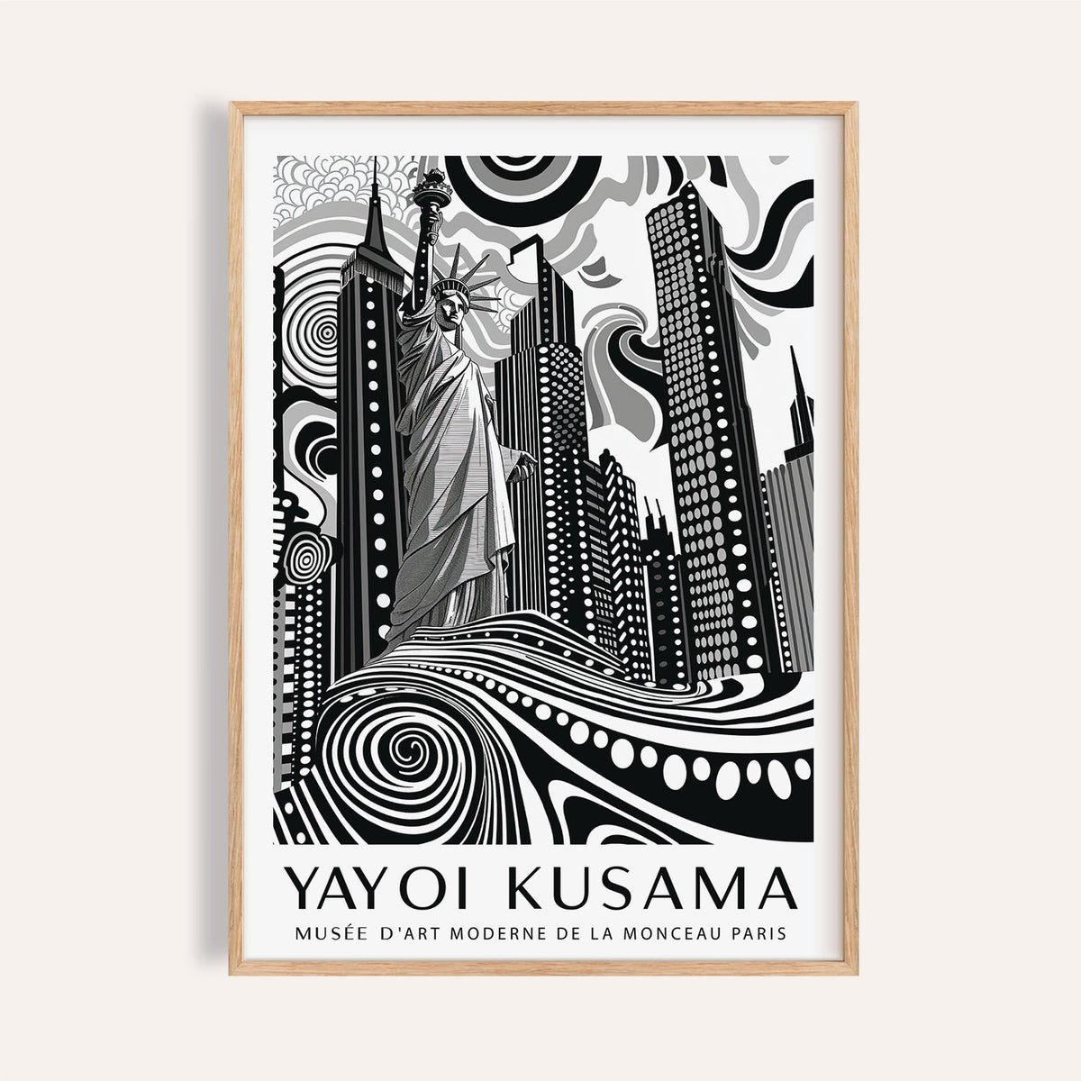 New York Cityscape wall art with abstract dotted skyline design