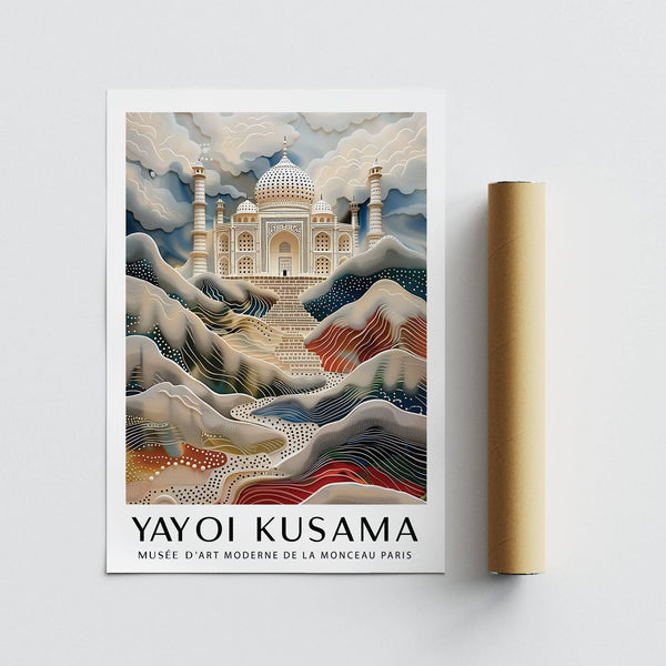 Dreamlike wall art travel print with architecture and abstract textures