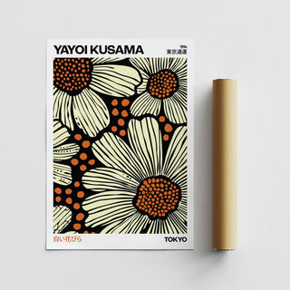 Neutral modern floral art print featuring beige flowers for stylish interiors