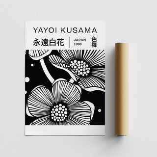 Contemporary wall space using Kusama black and white art flowers design