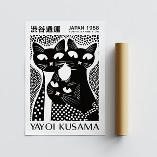 Contemporary black cat poster art with minimalist appeal
