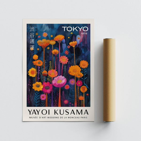 Bold floral wall art in orange, pink, and yellow for contemporary walls