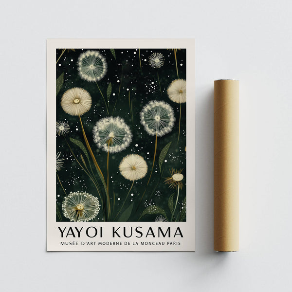 Yayoi Kusama-inspired dandelion print suited for contemporary spaces