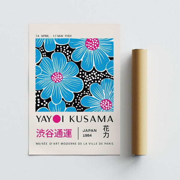 Large modern floral wall art with bold black background