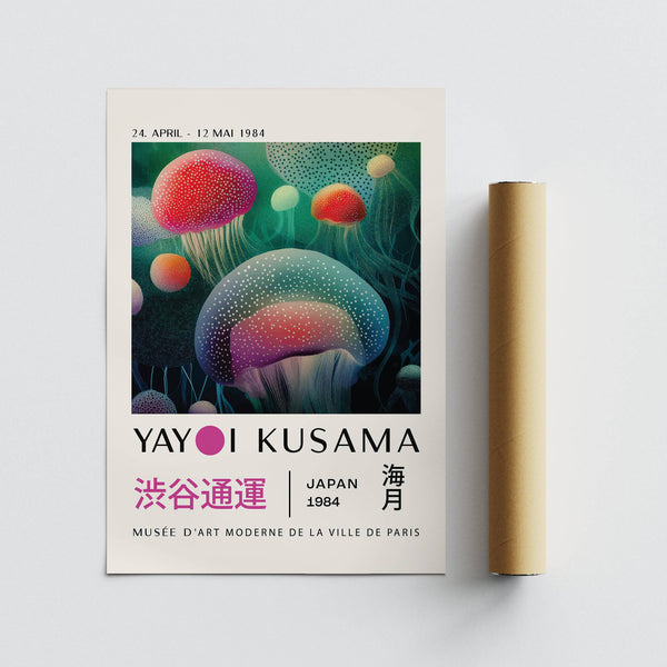 Jellyfish illustration inspired by Japanese culture in fish wall decor