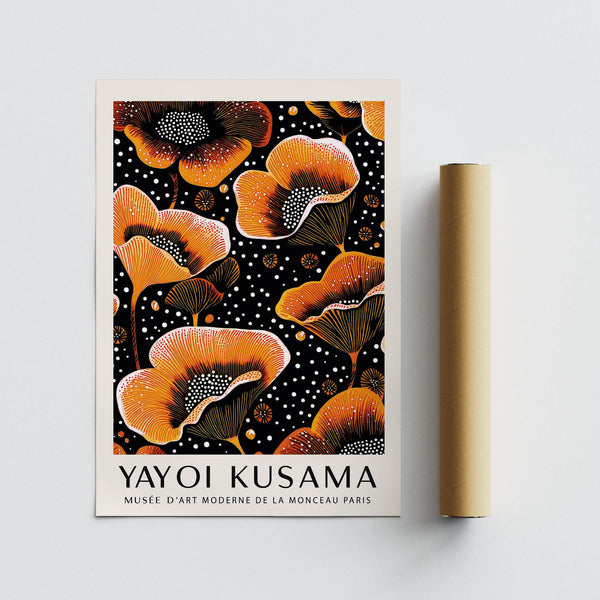 orange print inspired by Yayoi Kusama