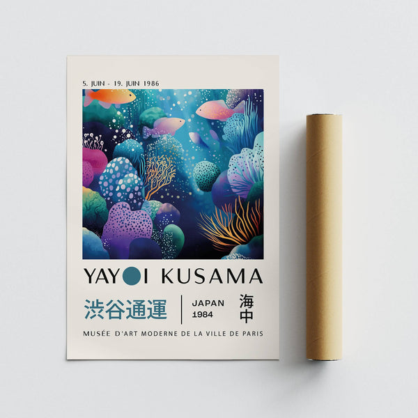 Stylized marine life featured in contemporary fish artwork prints