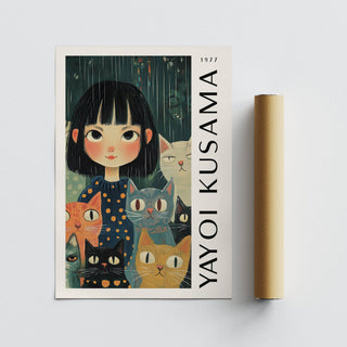 Playful Yayoi Kusama poster with vibrant colours