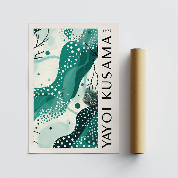 Elegant Black White and Green Poster for living room