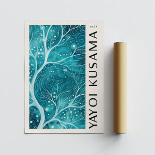 Tranquil teal color wall art with graceful lines and soft rhythm
