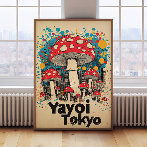 Vintage Mushroom Poster – Retro Tokyo Art Print