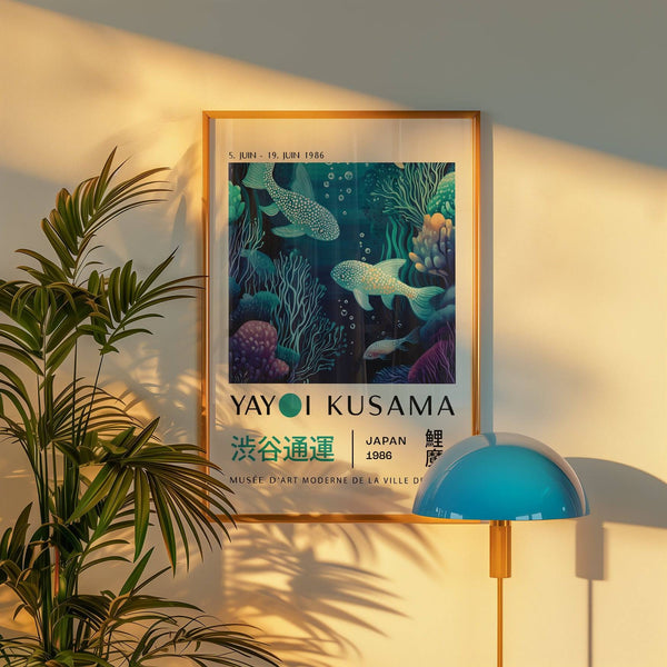 Modern Japanese ocean artwork with intricate dot patterns