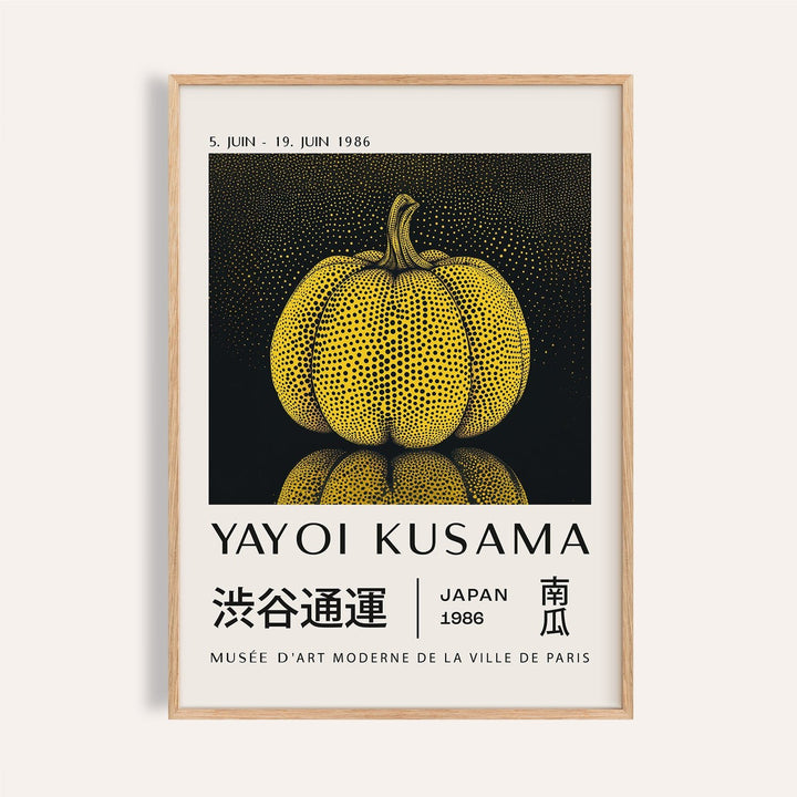 Mushroom wall art featuring Kusama’s polka dot patterns