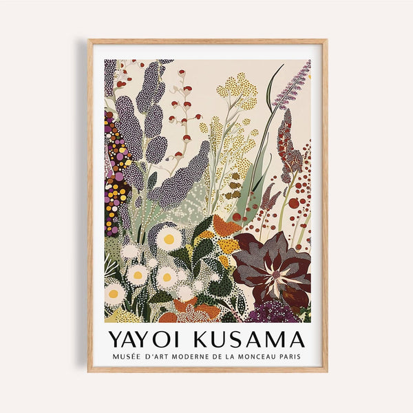 Abstract floral print with dotted textures and earthy tones for living rooms