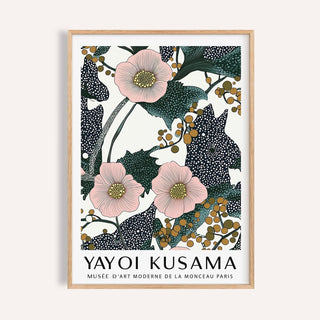 Framed print of pink flowers with berries in an illustration style