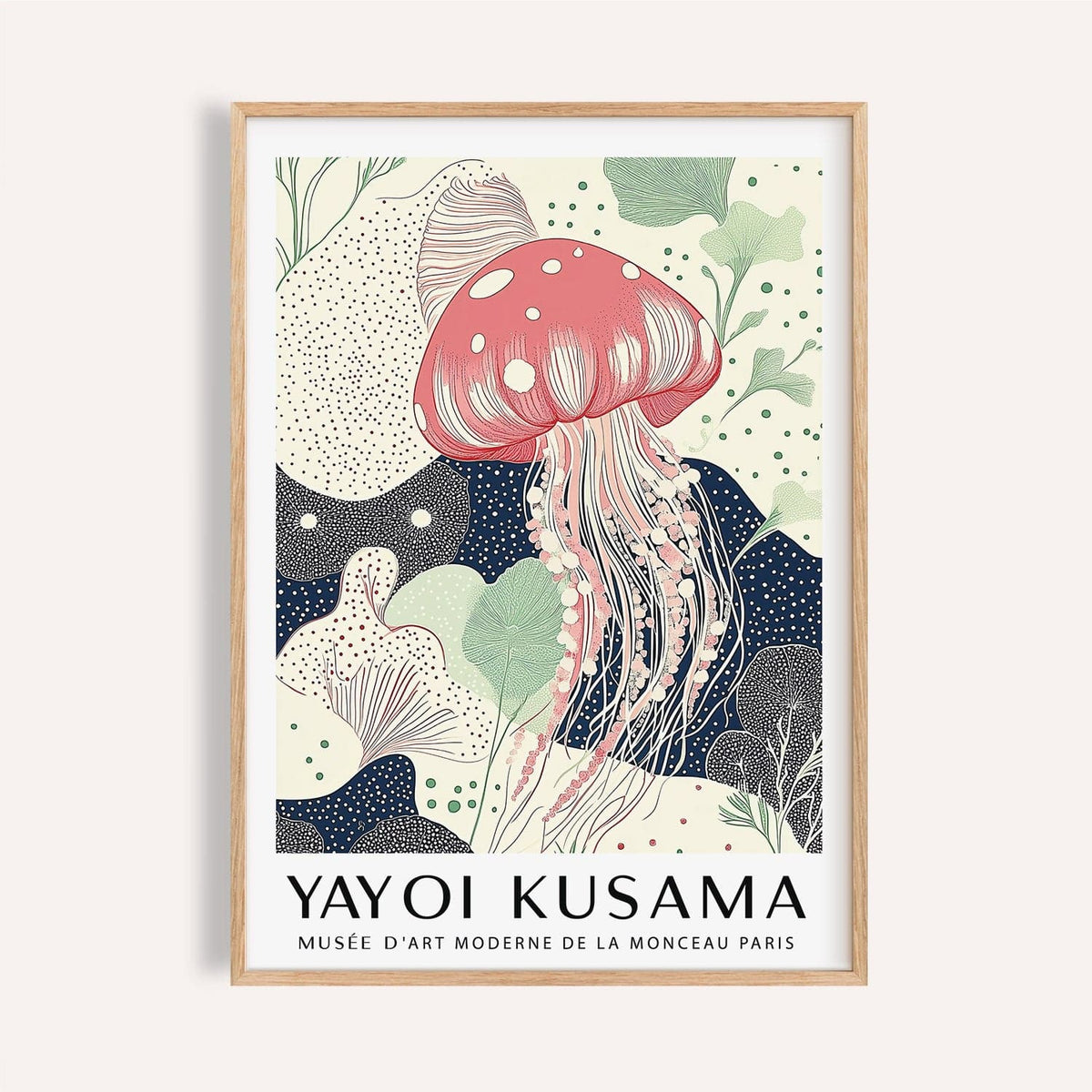 Unique large wall art featuring soft pastel jellyfish for tranquil living rooms.
