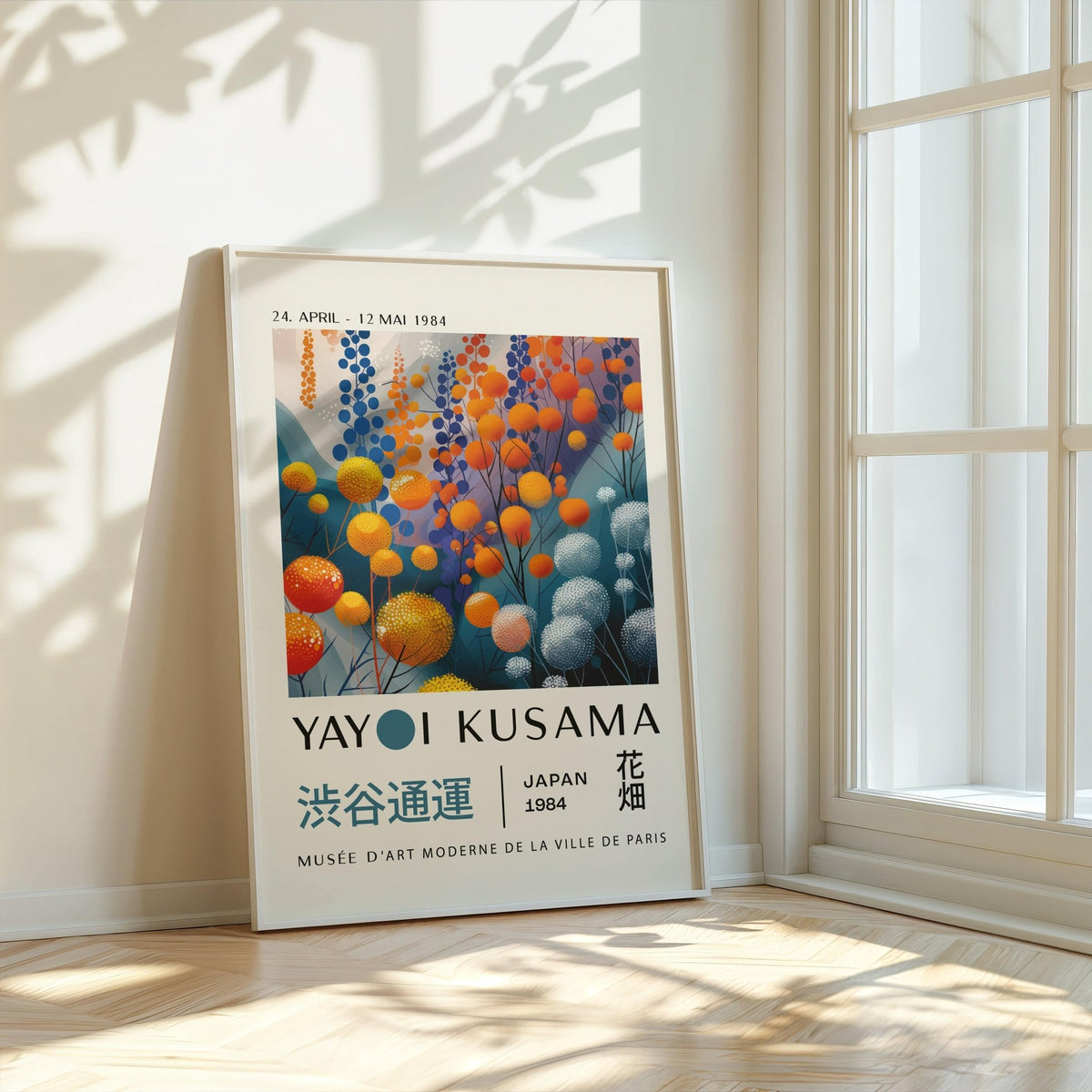 Modern abstract floral wall art inspired by Yayoi Kusama’s style