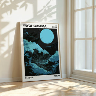 modern large ocean wall art with calming blue tones