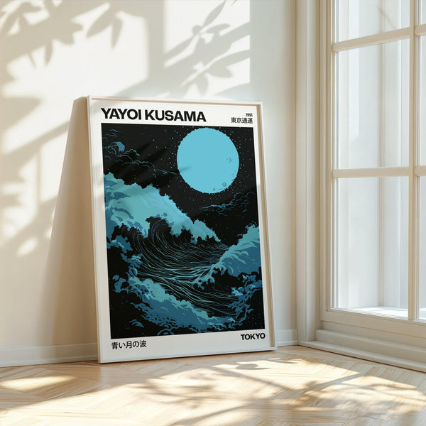 modern large ocean wall art with calming blue tones