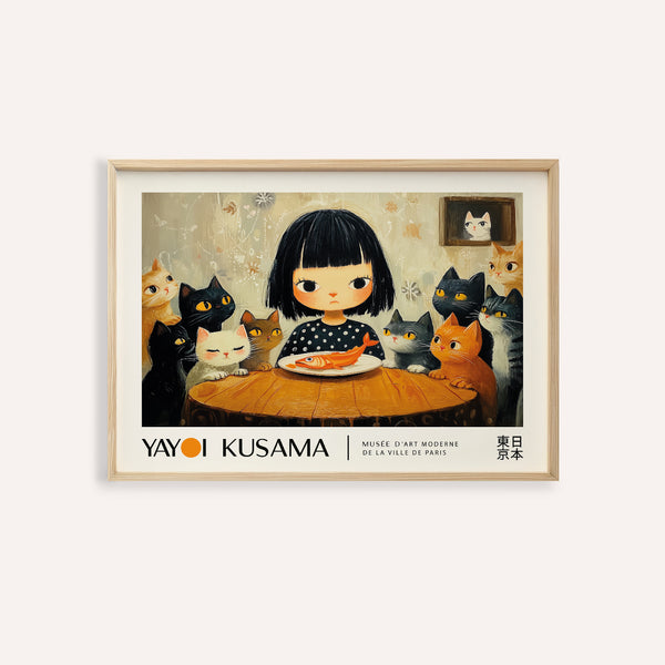 Yayoi Kusama Cat Painting for kids' rooms