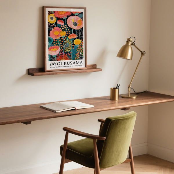 Abstract Yayoi Kusama Flowers print with intricate dotted accents