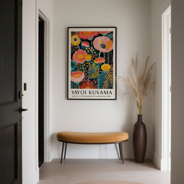 Inspired by Yayoi Kusama Flowers Wall Art in entrance hallway