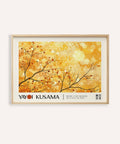 Yellow landscape poster with Kusama-inspired autumn branches for living room