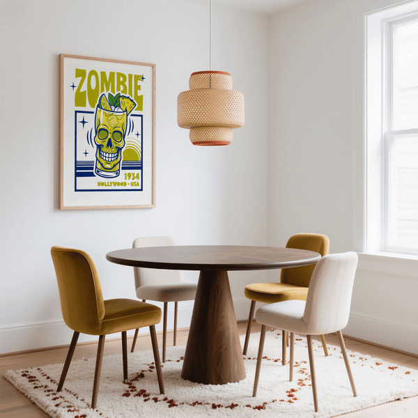 Eye-catching Zombie Cocktail Art Print for green blue themed study
