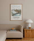 Sketch-style London Cityscape Print featuring Parliament buildings by the river