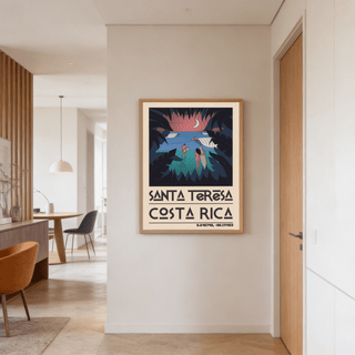 Santa Teresa travel print featuring coordinate text and bold typography