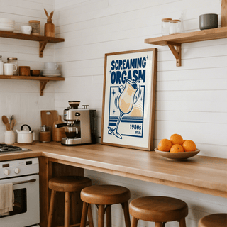 Retro Cocktail Poster featuring Screaming Orgasm, orange details for bar decor