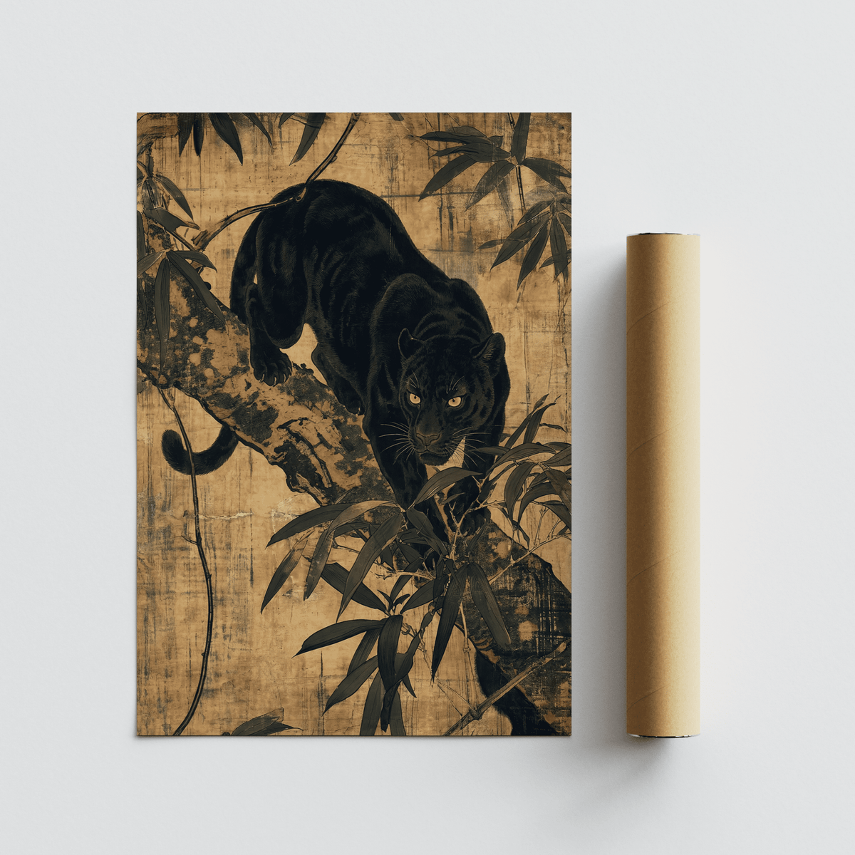 Jungle Wall Art art print in beige, brown, black for study or office