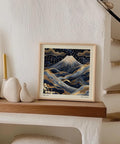 Navy and gold Japanese decor featuring iconic Mount Fuji.