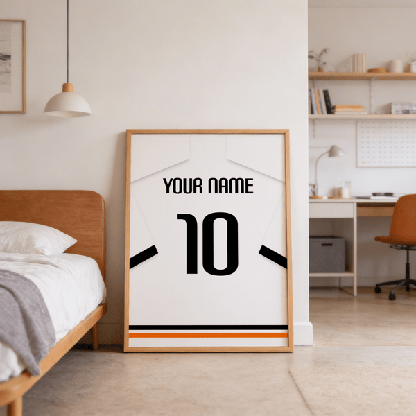 Custom name football shirt art with centered block numerals
