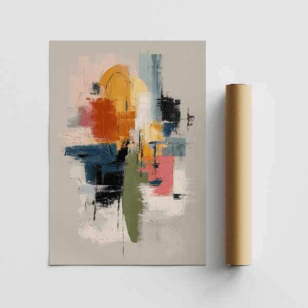 Colorful Textured Print, multicolored hues, bedroom, poster