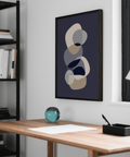 abstract modern art in Blue Gray White Beige for minimalist lounge print