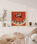 Jazz Art Print styled with Red background for a lounge art print