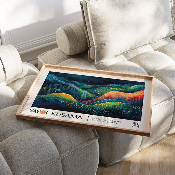 Premium matte horizontal abstract art with vivid organic forms