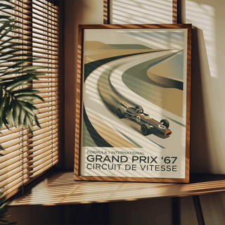 Close view of Vintage Racing Art Print focusing on layered motion lines