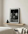 Framed mockup of Nature Art Print with elephant calf at water edge