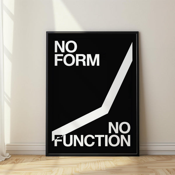 Workout room wall art with bold text saying No Form No Function.
