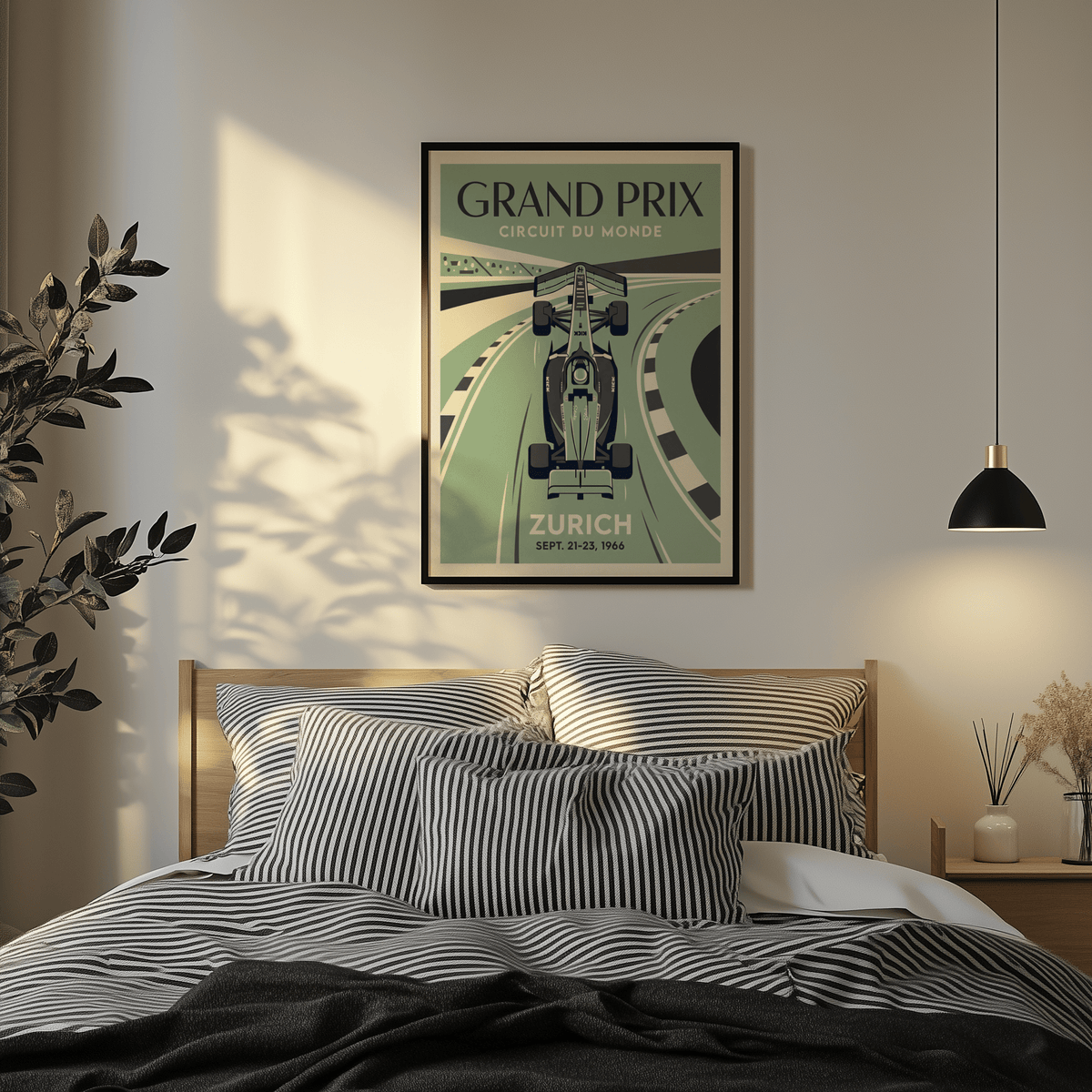 Circuit of Zurich Print print with top-down formula car, track curves, and date text