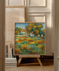 Colorful Floral Landscape Art multicolored print for entryway display