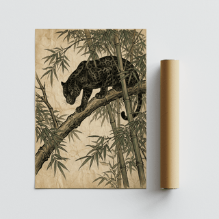 Black Panther Wall Art animal print, Black, White, and Green for library