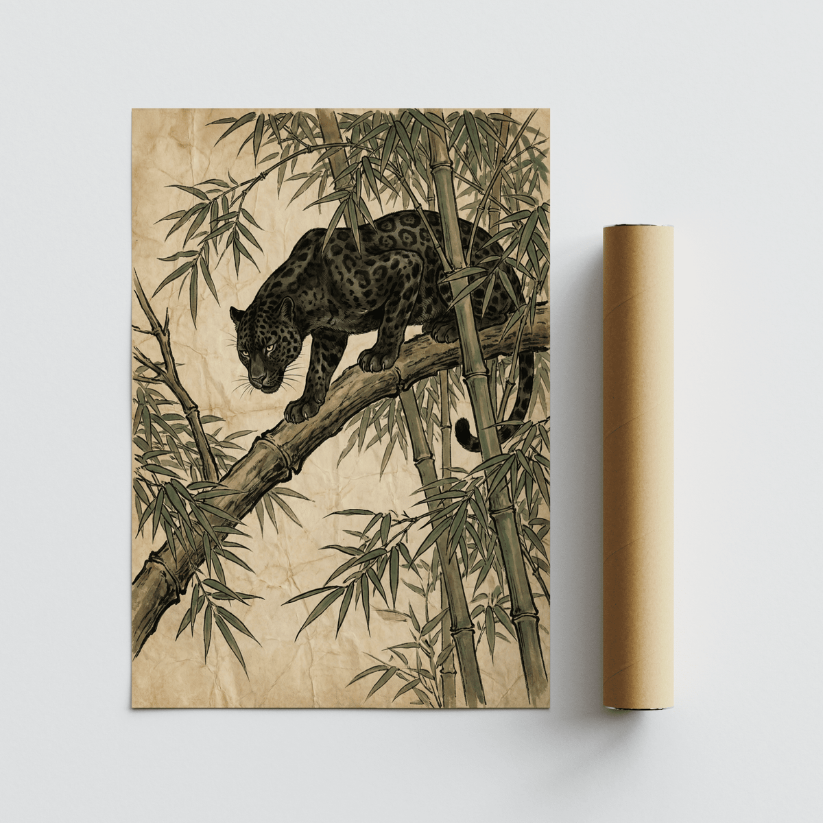Black Panther Wall Art animal print, Black, White, and Green for library